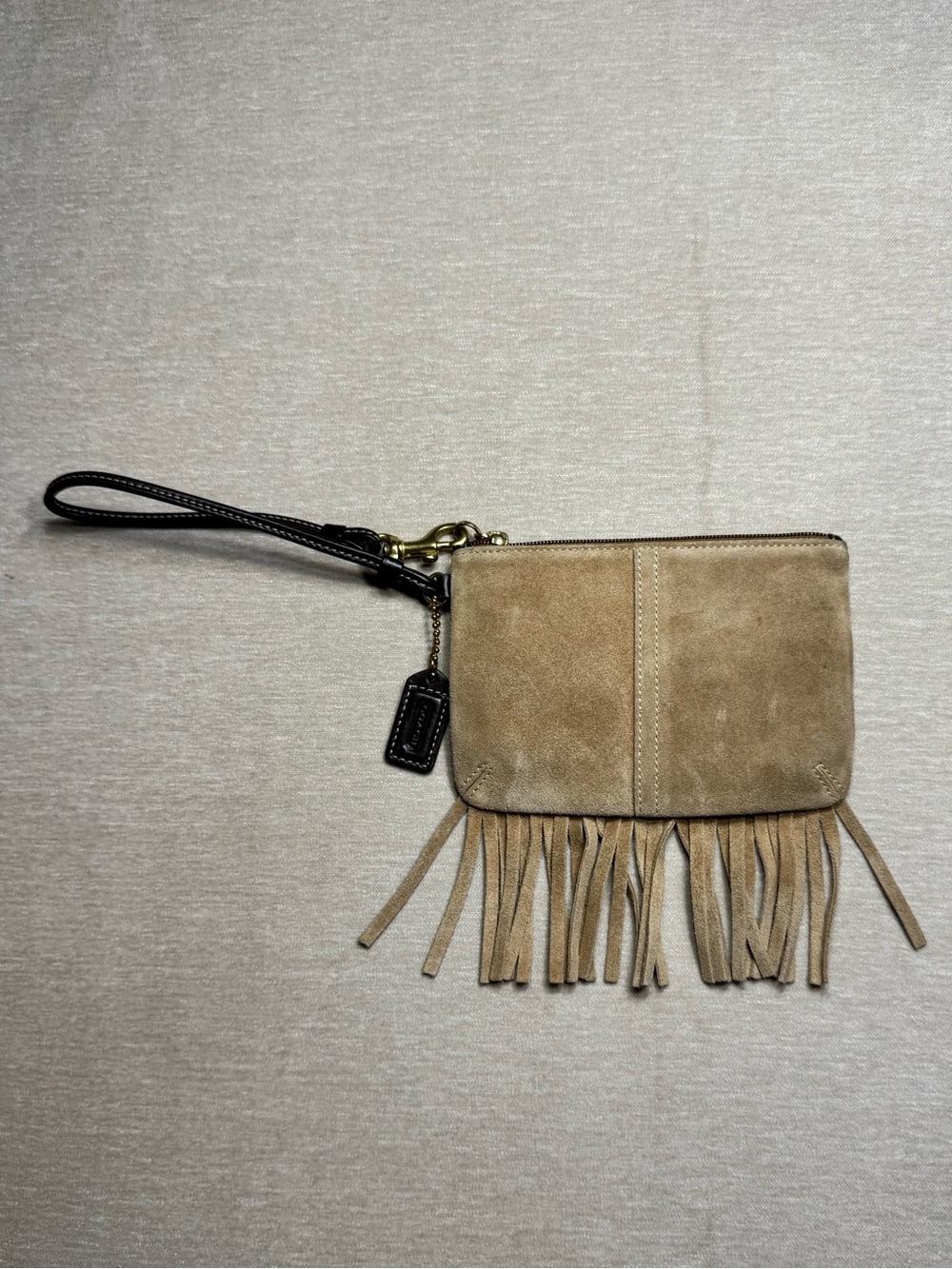 Vintage Coach Suede Tan Fringe Wristlet